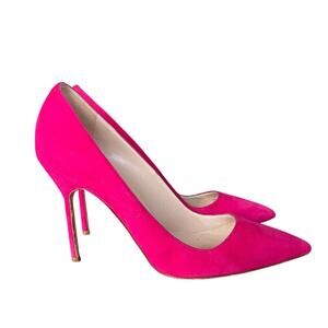 Manolo Blahnik 9 Classic Suede BB Pumps Stiletto Heels Pointed Toe Hot Pink 40